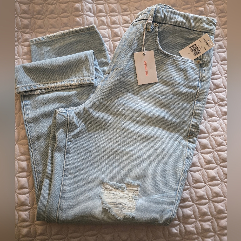 Good American good vintage light blue distressed jeans - Picture 2 of 2